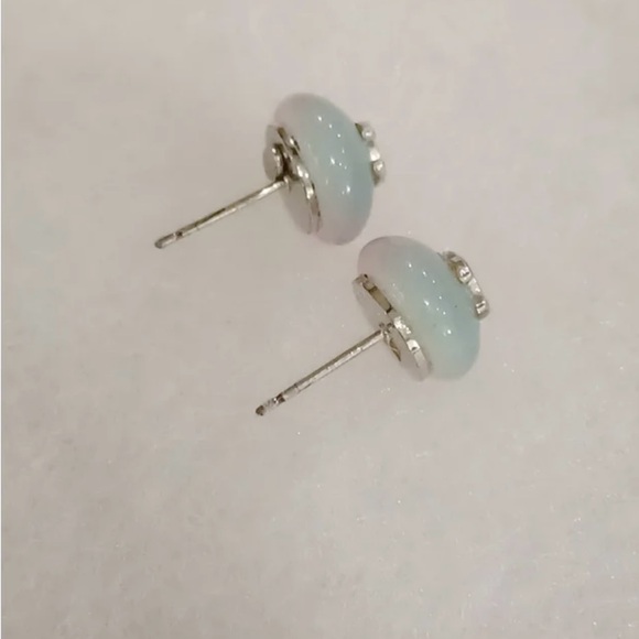 CHANEL ð CoCo Mark Resin Stud Earrings Silver CC Round Pink Vintage 99 P ð - Picture 6 of 16